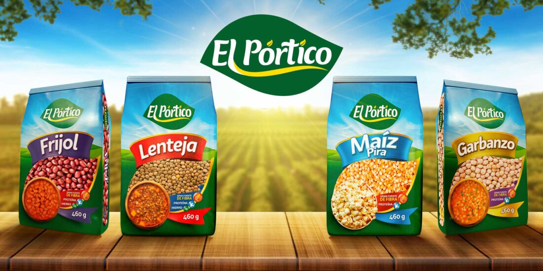 Diseño de marca de alimentos EL PORTICO - MAD agencia de Branding en Colombia